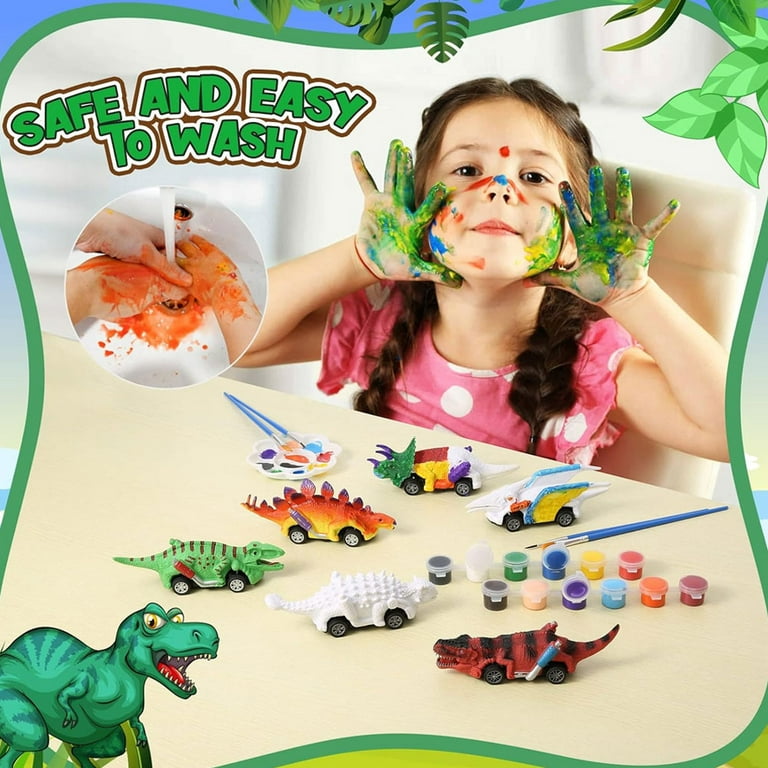 SHELLTON Dinosaur Toys, DIY Dinosaurs Painting Kits and Pull Back Cars Toys  for Boys Toddlers Girls, Arts and Crafts for Kids Ages 6-8, Ideal Christmas  Birthday Gifts for Kids 3 4 5 6 7 8 9 10 11 12+ 
