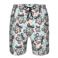 Adobk Disco Ball Cherry With Bow Print Men's Swim Trunks Hawaiian