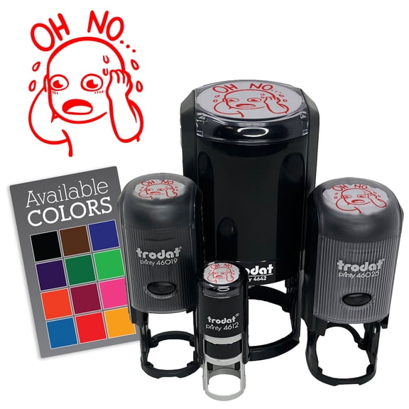Oh No Panic Mistake Sweating Reaction Self-Inking Rubber Stamp Ink Stamper for Stamping Crafting Planners - Black Ink - Mini 1/2 Inch
