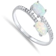 thumbnail image 4 of CHOOSE YOUR COLOR Clear CZ Double White Simulated Opal Oval Ring 925 Sterling Silver Band Female Size 5, 4 of 4