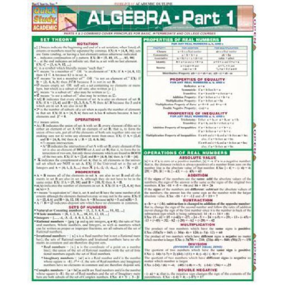 Algebra, Part 1 (Quick Study Academic)