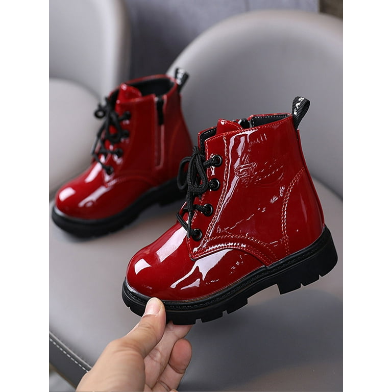 girls red ankle boots