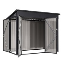 Bapipro 4' x 8' Metal Storage Shed,Outdoor Storage Shed with Triple Lockable Door Metal Storage Cabinet with Slopping Roof, Black