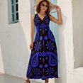 thumbnail image 5 of Blue Paisley Bandana Pattern Dress Fashion Boho Beach Long Dresses Female Party Printed Maxi Dress, 5 of 9