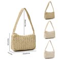 thumbnail image 2 of Bolso de hombro de paja para mujer Bolso de playa de verano tejido con cremallera Bolso de asas Boho Abanopi Caqui Tipo Uno, 2 of 7