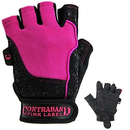 Interior Padding - Contraband Pink Label 5127 Womens Weight Lifting Gloves w/ Comfort-Soft Interior Padding (PAIR) (Black/Pink, Large)