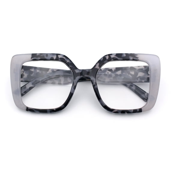 Womens Clear Lens Luxury Oversized Plastic Cat Eye Fashion Eye Glasses Grey Tortoise