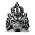 thumbnail image 3 of Lion king with his crown sterling silver ring for men, Lion head ring with customizable gemstone, Nature inspired ring, 3 of 5
