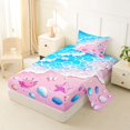 thumbnail image 2 of Castle Fairy Cute Pastel Beach Shore Scene Twin Sheets 3pcs,Seashell Crab Wave Kids Pattern Bedding,Pink Cyan,1 Fitted Sheet,1 Flat Sheet and 1 Pillowcase, 2 of 6