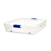 Angle View: Homz 56 Qt. Plastic Storage Latching Tote, Clear/Blue (Set of 4)