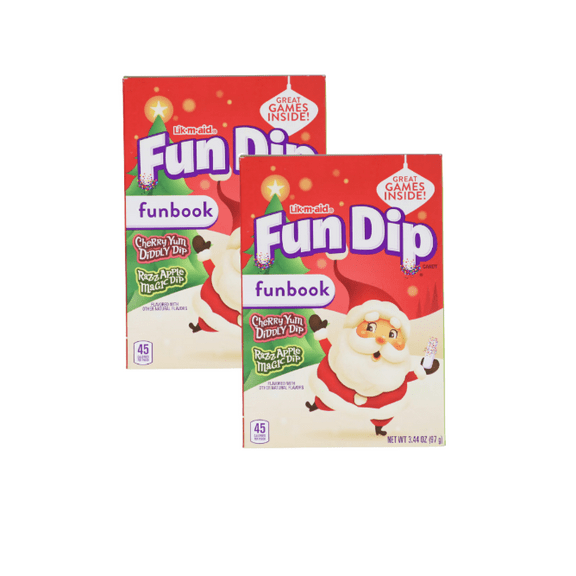 Ferrara Fun Dip Christmas Funbook Candy, Cherry & Apple Flavors, 3.44 oz Each, 2-Pack