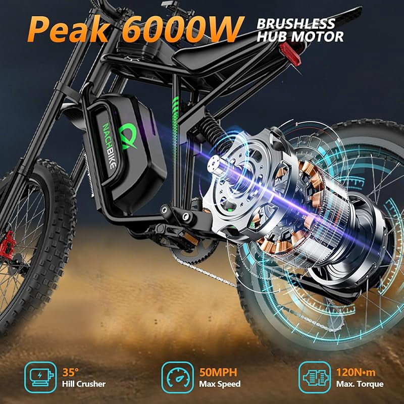 R3 Electric Dirt Bike for Adults Teens, Peak 6000W Brushless Motor 50 MPH Dirtbike,50 Miles Range Ebike with 60V 25Ah Battery, 19" Tires Off Road Tires Electric Motorcycle with Full Suspension