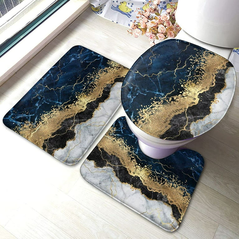 2 Pieces Modern Non-Slip Soft Bath Mat Set Abstract Bathroom Rugs