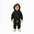 thumbnail image 4 of Zuwimk Boys And Girls 2-Piece Solid Color Hoodie Jogger Set, Athletic Outfits Elastic Waistband, Big Boy Girls Toddler Activewear(T075-Dark Green), 4 of 9