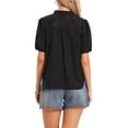 thumbnail image 3 of INSPIRE CHIC Eyelet Tops for Women Summer Short Sleeve Casual V Neck Hollow Out Shirts XS Black, 3 of 6
