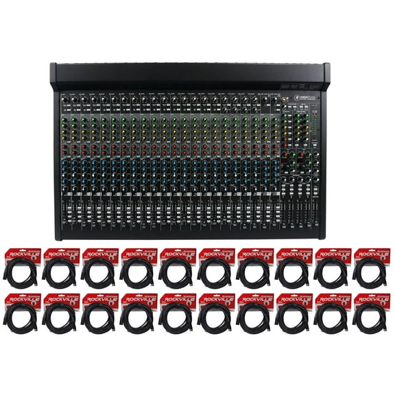 Mackie 2404VLZ4 24-Channel 4-Bus FX Mixer w/USB   (20) XLR Cables 2404-VLZ4