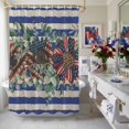 thumbnail image 4 of US Flag Sunflower Shower Curtain, 72" x 84", Eucalyptus Leaf Blue Strips Retro Waterproof Bathroom Curtain Washable Shower Curtain Set with 12 Hooks, 4 of 9