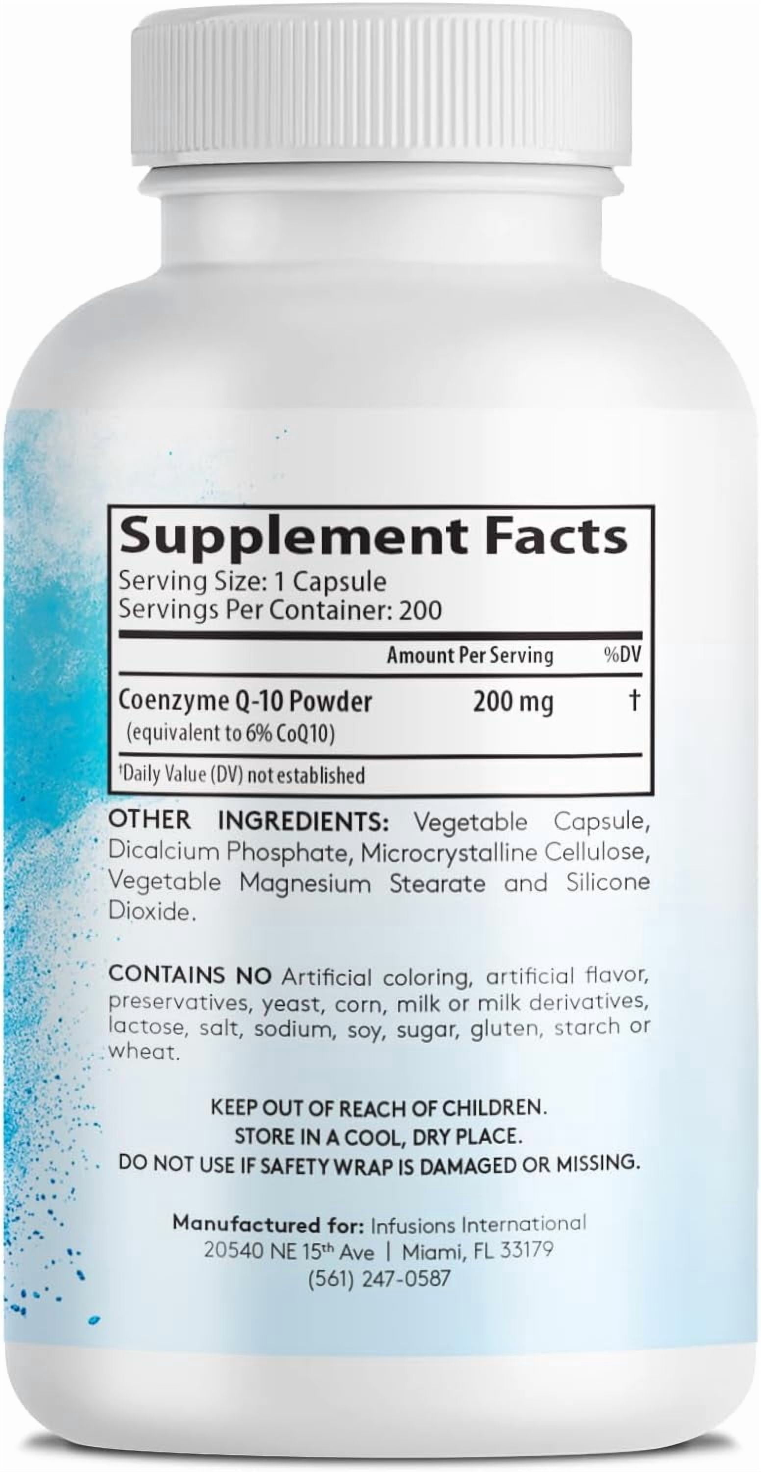 Pure CoQ10 200mg 400 Capsules (Coenzyme Q10) High Absorptions Vegan Gluten Free Non-GMO - Pack of 2