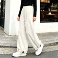 thumbnail image 2 of Lmnyox Wide Leg Pants for Girls Fashion Cute Baggy High Waist Trousers Lightweight Solid Color Workout Pants, 2 of 7
