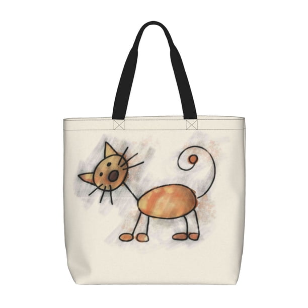 Easygdp Brown Cat Cartoon Bolsa Tote para Mujer, Bolso de Hombro para Trabajo, Playa, Viajes, Compras y Supermercado