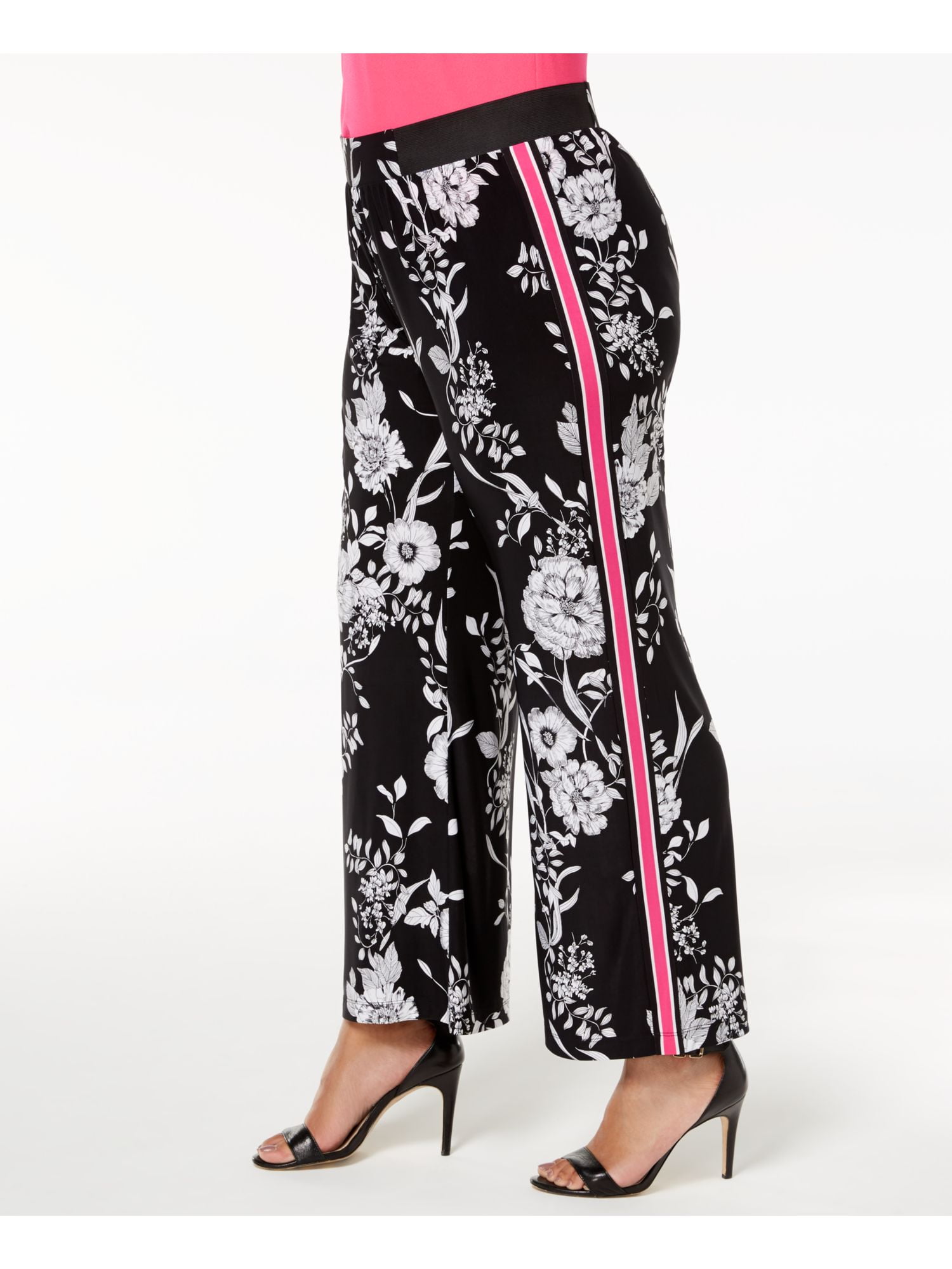 INC Womens Black Floral Print Soft Wide 