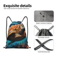 thumbnail image 4 of Xecao Colorful Flower Sea Turtle Pattern Sports Drawstring Backpack - String Swim Gym Bag with Wet Proof Pocket for Women&Men-Medium, 4 of 6