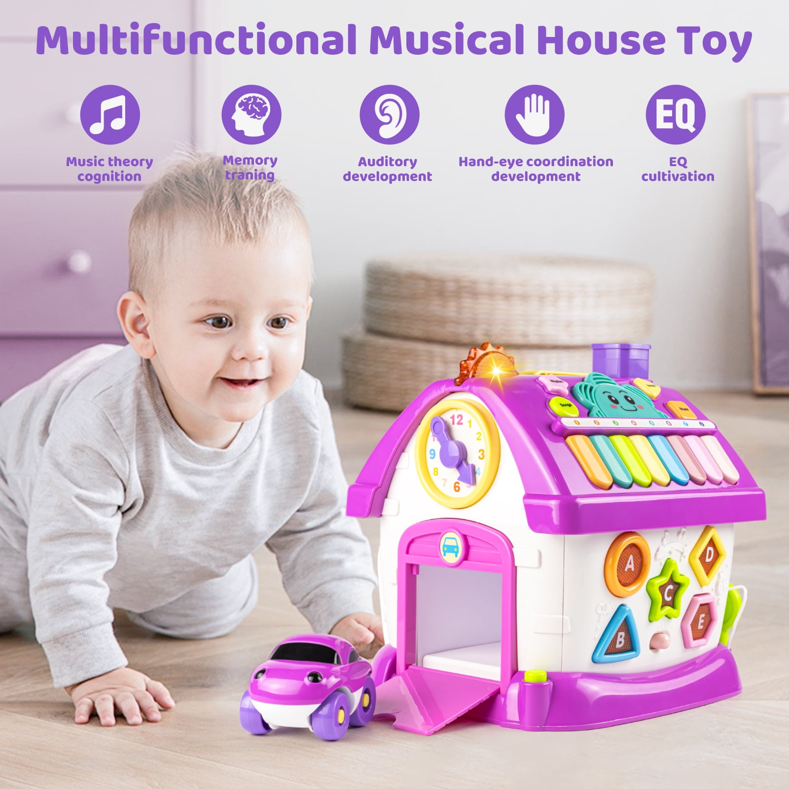 Marstone Montessori Toddler Toys for 1 Year Old Girl Gifts 8 in 1 Multi-Functional Learning Baby Musical House for 1 2 3 Year Old Girl and Boy Birthday Gifts Educational Baby Toys 6-12, 12-18 Months