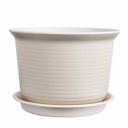Flower Pots Indoor Thicken Planter With Hole and Tray for All House Plants Reliable Plastic Ripple Pattern Flowerpot for Home Garden