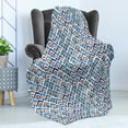 thumbnail image 4 of Japanese Soft Flannel Fleece Throw Blanket, Geometric Chevron Repeating Pattern in Watercolor Style Abstract Artwork, Cozy Plush for Indoor and Outdoor Use, 50" x 70", Pale Blue Orange, by Ambesonne, 4 of 5