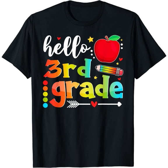 Hello Third Grade Squad Back To School 3rd Graders Teachers T-Shirt Black Small