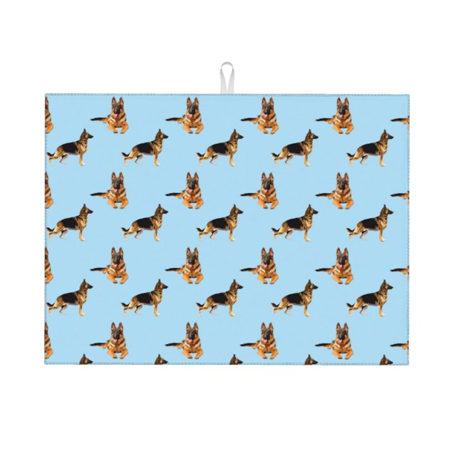 Balery German Shepherd Dog Alfombrilla de Secado para Cocina, 18x24 Pulgadas, Súper Absorbente para Platos y Encimeras