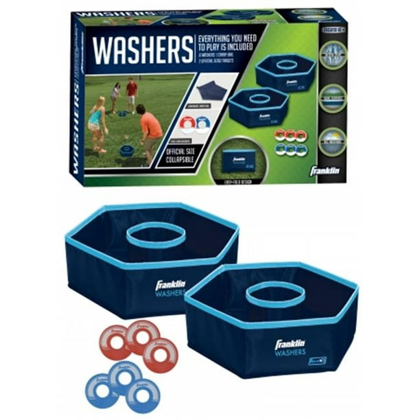 Franklin Sports Washer Toss - 6 rondelles et 2 cibles pliables - Jeu de plage ou de camping en plein air - Ensemble de rondelles de taille officielle
