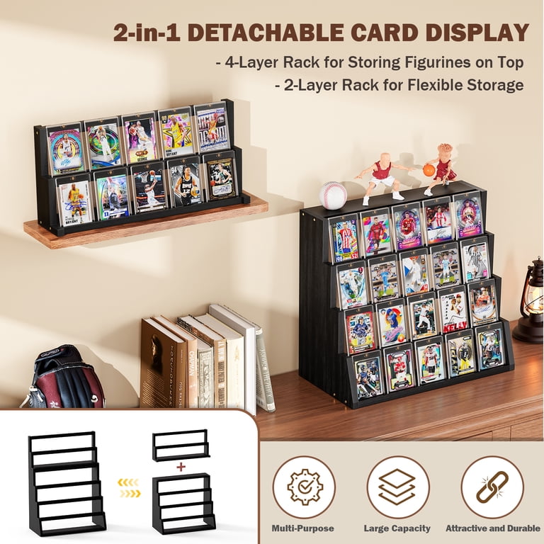Sfugno Trading Card Display Stand, 6 Tier Wood Vertical Holder