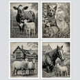 thumbnail image 3 of PixonSign Framed Wall Art, Rustic Farmhouse Animal Cow Cat Sheep Horse Landscape Posters, Set of 4 Illustration Wall Decor Prints, Classic Contemporary Wall Décor for Living Room - 8"x10" White, 3 of 5