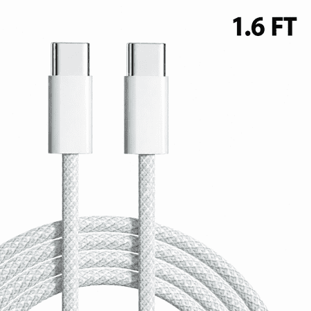 USB C Cable Fast Charging, Long Nylon Braided Type C to Type C Charger Cord with 60W Power Delivery, Durable Charging Cable, White