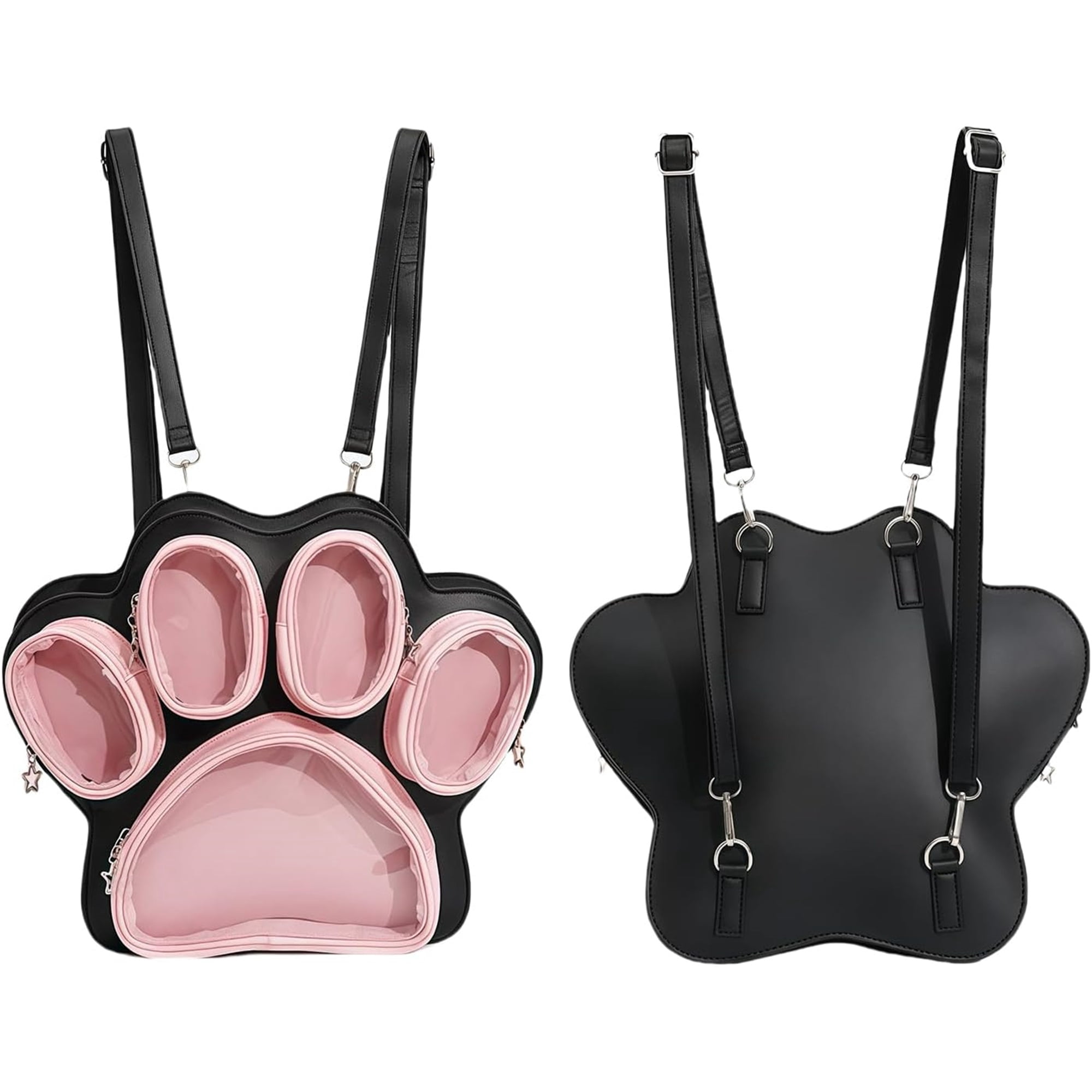 SQDWYGUO Cat Paw Ita Bag Kawaii Cute Backpack Ita Display Backpack with Clear Pocket Pretty Aesthetic Crossbody Shoulder Bag,Pink