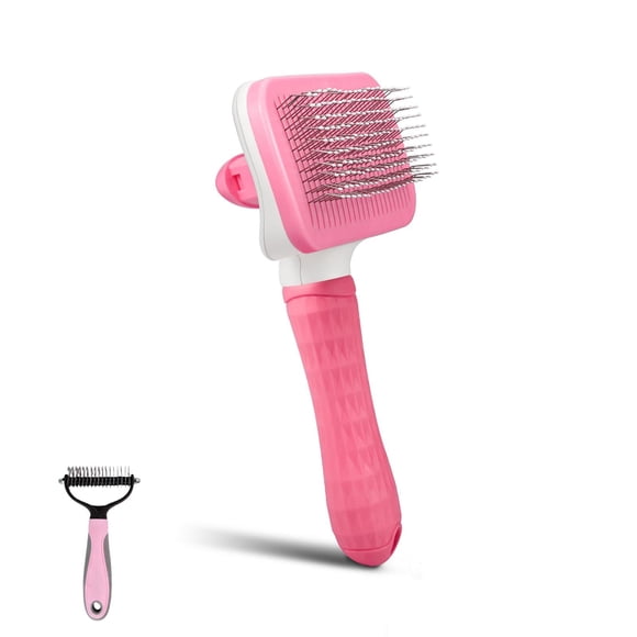 Kit de cepillos PWOD para perros y gatos, 2 piezas, autolimpiante para grooming