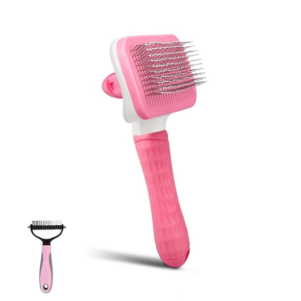 Kit de cepillos PWOD para perros y gatos, 2 piezas, autolimpiante para grooming