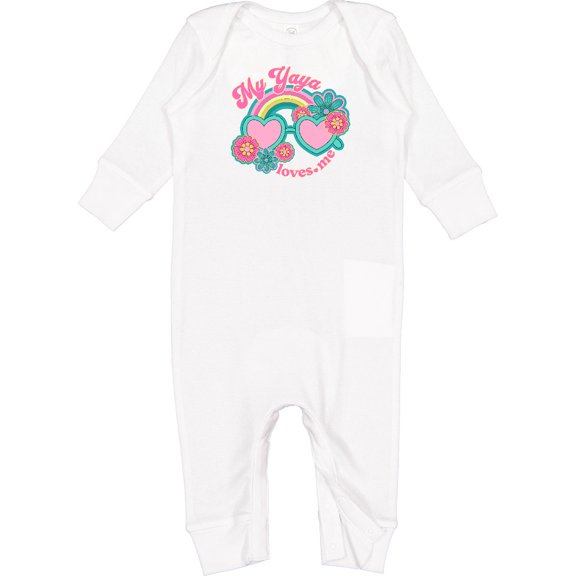 Inktastic My Yaya Loves Me Grandchild Rainbow Baby Romper Coveralls