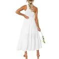 thumbnail image 1 of VONKY Robe Longue Décontractée Plissée Midi pour Femmes, Robe d'Été pour Fête, Danse, Plage, Vacances, Bureau, Ados, Mode, Été, Blanc S, Blanc TG, 1 of 6