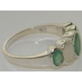 thumbnail image 4 of LBG British Made Classic Solid 14k White Gold Natural Emerald & Opal Womens Band Ring - 33 size options - Size 5.25, 4 of 6