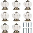 thumbnail image 1 of White and Gold Ceramic Furniture Knob with Pumpkin Screws (Pack of 8) - 3.6 x 3.9 cm - Vintage Round Furniture Knob - for Home, Office, Kitchen Cabine, 1 of 5