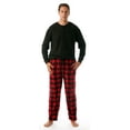 thumbnail image 4 of #FollowMe Mens Thermal Henley Pajama Set with Polar Fleece Pants  Warm, Comfy Sleepwear (Black with Red Black Buffalo Plaid Pant, Large), 4 of 4