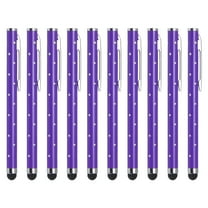 Uxcell 10Pcs Glitter Rhinestone Stylus Pens for Touch Screens Universal Metal Capacitive Pen Purple