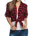 thumbnail image 6 of larppty Women's Long Sleeve Button Down Plaid Flannel Shirt Fall Casual Tops (Brick Red, XXL), 6 of 6