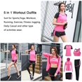 thumbnail image 3 of Borke 5pcs Workout Outfits for Women Athletic Sets Sport Suits Yoga Gym Fitness Exercise Clothes Jogging Tracksuits, 3 of 5