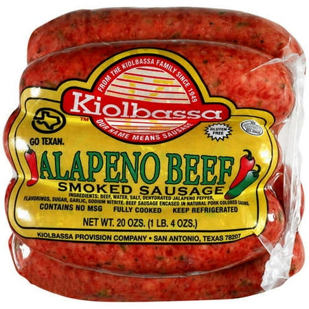 Kiolbassa Jalapeno Beef Smoked Sausage, 20 Oz.