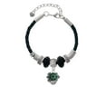 thumbnail image 2 of Delight Jewelry Silvertone Green Enamel 2-D Turtle Spinner Godmother Celtic Knot Leather Bead Bracelet, 7"+2" Extender, 2 of 4