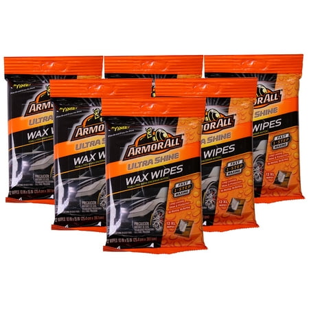 Armor All Ultra Shine Wax Wipes, 12 Count (Pack of 6)