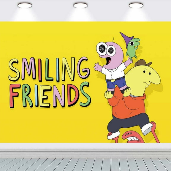Smiling Friends Backdrop Banner Party Supplies Poster Movie Theme Background for Photography Birthday Decorations